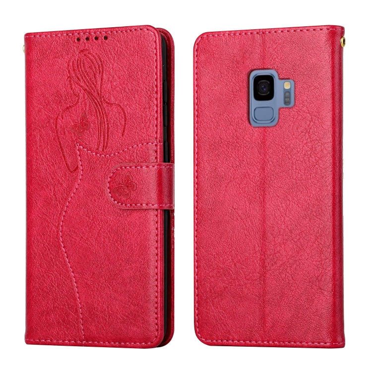 For Samsung Galaxy S9 Beauty Girl Embossing Pattern Horizontal Flip Leather Case with Holder & Card Slot & Wallet & Photo Frame