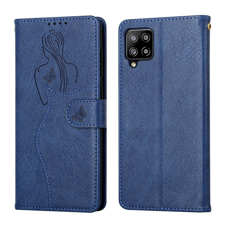 For Samsung Galaxy M32 4G Beauty Girl Embossing Pattern Horizontal Flip Leather Case with Holder & Card Slot & Wallet & Photo Frame