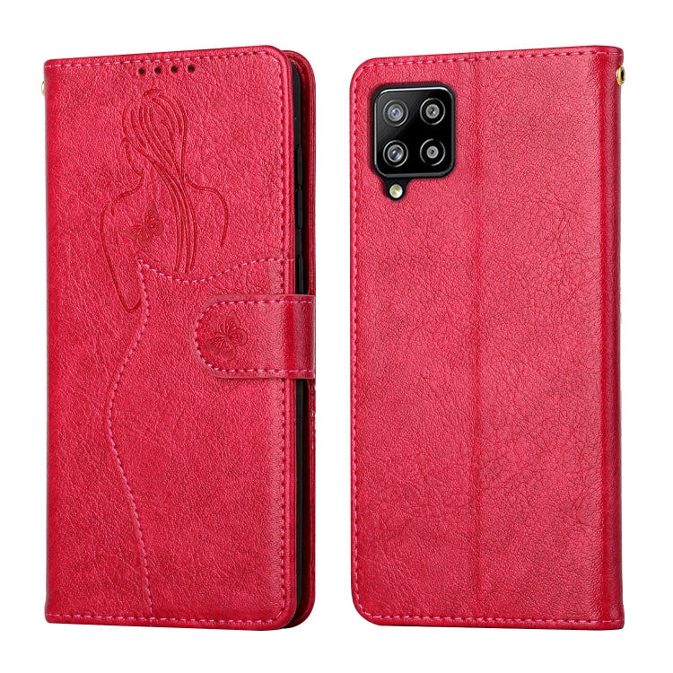 For Samsung Galaxy M32 4G Beauty Girl Embossing Pattern Horizontal Flip Leather Case with Holder & Card Slot & Wallet & Photo Frame