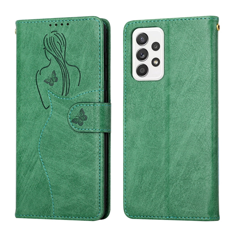 For Samsung Galaxy A72 5G / 4G Beauty Girl Embossing Pattern Horizontal Flip Leather Case with Holder & Card Slot & Wallet & Photo Frame