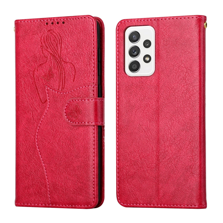 For Samsung Galaxy A72 5G / 4G Beauty Girl Embossing Pattern Horizontal Flip Leather Case with Holder & Card Slot & Wallet & Photo Frame