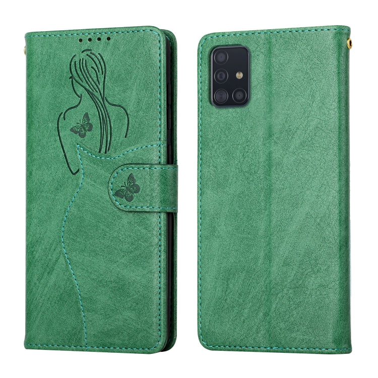 For Samsung Galaxy A71 4G Beauty Girl Embossing Pattern Horizontal Flip Leather Case with Holder & Card Slot & Wallet & Photo Frame