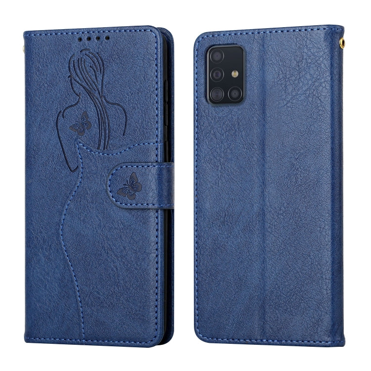 For Samsung Galaxy A71 4G Beauty Girl Embossing Pattern Horizontal Flip Leather Case with Holder & Card Slot & Wallet & Photo Frame