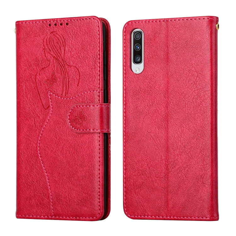 For Samsung Galaxy A70 Beauty Girl Embossing Pattern Horizontal Flip Leather Case with Holder & Card Slot & Wallet & Photo Frame