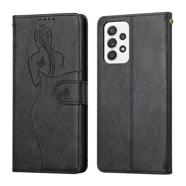 For Samsung Galaxy A52 5G / 4G Beauty Girl Embossing Pattern Horizontal Flip Leather Case with Holder & Card Slot & Wallet & Photo Frame
