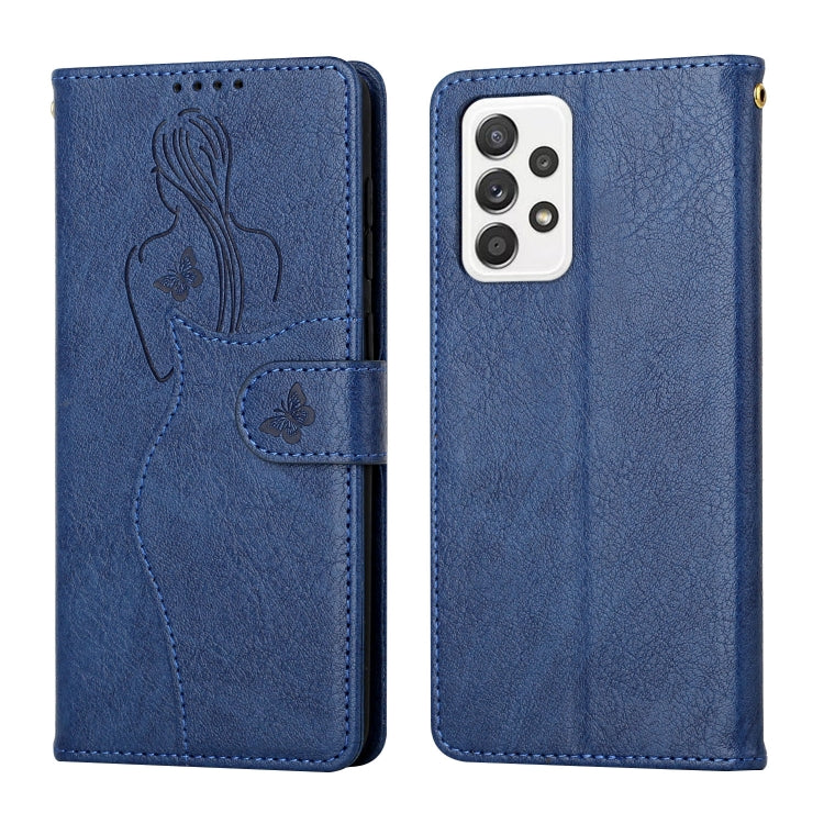 For Samsung Galaxy A52 5G / 4G Beauty Girl Embossing Pattern Horizontal Flip Leather Case with Holder & Card Slot & Wallet & Photo Frame