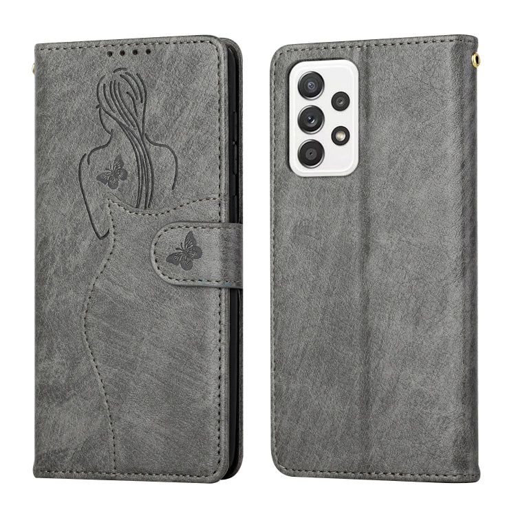 For Samsung Galaxy A52 5G / 4G Beauty Girl Embossing Pattern Horizontal Flip Leather Case with Holder & Card Slot & Wallet & Photo Frame