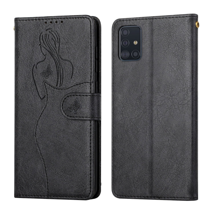 For Samsung Galaxy A51 4G Beauty Girl Embossing Pattern Horizontal Flip Leather Case with Holder & Card Slot & Wallet & Photo Frame