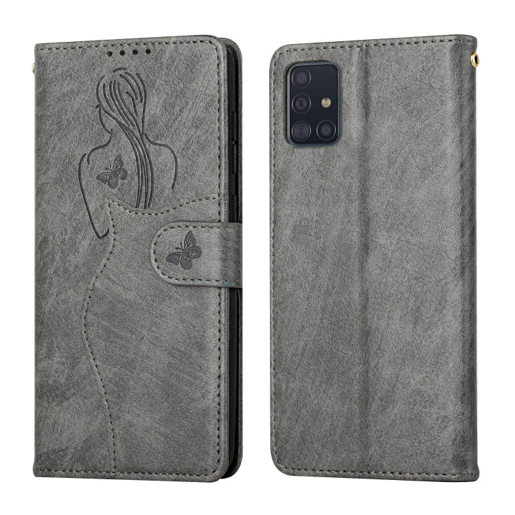 For Samsung Galaxy A51 4G Beauty Girl Embossing Pattern Horizontal Flip Leather Case with Holder & Card Slot & Wallet & Photo Frame