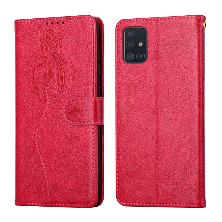 For Samsung Galaxy A51 4G Beauty Girl Embossing Pattern Horizontal Flip Leather Case with Holder & Card Slot & Wallet & Photo Frame