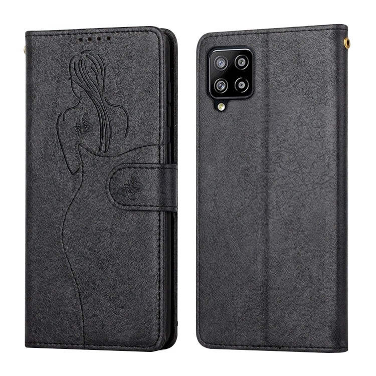 For Samsung Galaxy A42 5G Beauty Girl Embossing Pattern Horizontal Flip Leather Case with Holder & Card Slot & Wallet & Photo Frame