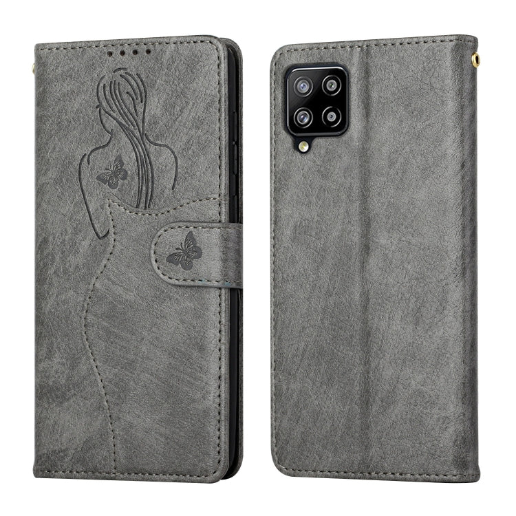 For Samsung Galaxy A42 5G Beauty Girl Embossing Pattern Horizontal Flip Leather Case with Holder & Card Slot & Wallet & Photo Frame