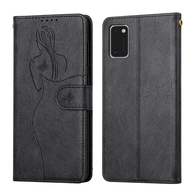 For Samsung Galaxy A41 Beauty Girl Embossing Pattern Horizontal Flip Leather Case with Holder & Card Slot & Wallet & Photo Frame