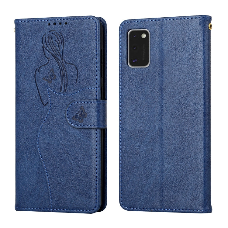 For Samsung Galaxy A41 Beauty Girl Embossing Pattern Horizontal Flip Leather Case with Holder & Card Slot & Wallet & Photo Frame