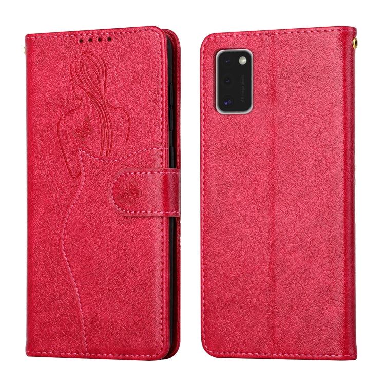 For Samsung Galaxy A41 Beauty Girl Embossing Pattern Horizontal Flip Leather Case with Holder & Card Slot & Wallet & Photo Frame