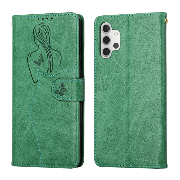 For Samsung Galaxy A32 5G Beauty Girl Embossing Pattern Horizontal Flip Leather Case with Holder & Card Slot & Wallet & Photo Frame