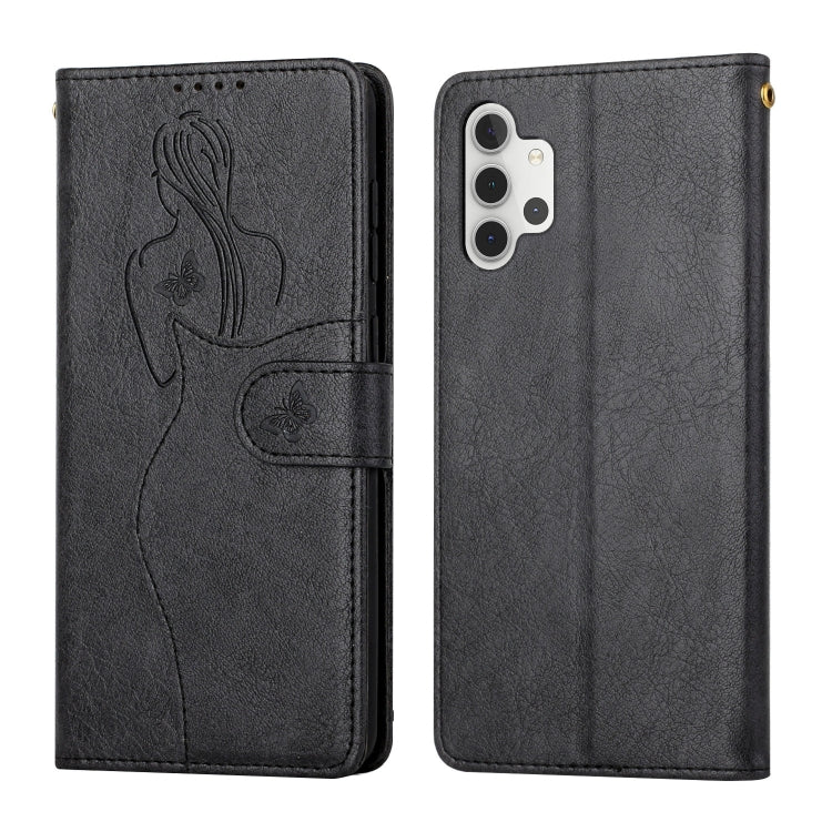 For Samsung Galaxy A32 5G Beauty Girl Embossing Pattern Horizontal Flip Leather Case with Holder & Card Slot & Wallet & Photo Frame