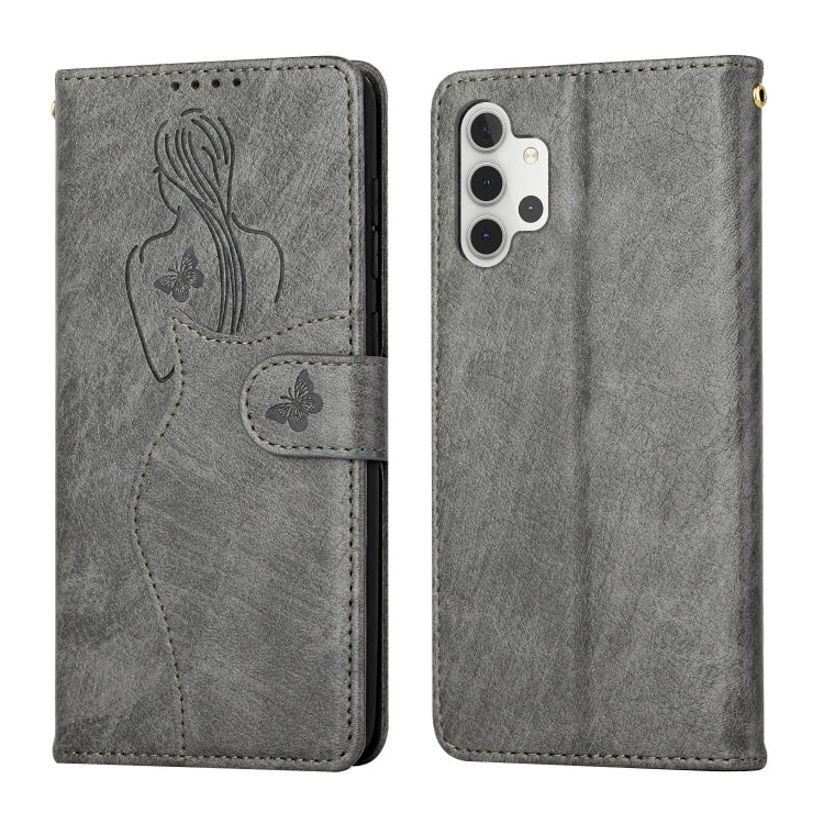 For Samsung Galaxy A32 4G Beauty Girl Embossing Pattern Horizontal Flip Leather Case with Holder & Card Slot & Wallet & Photo Frame
