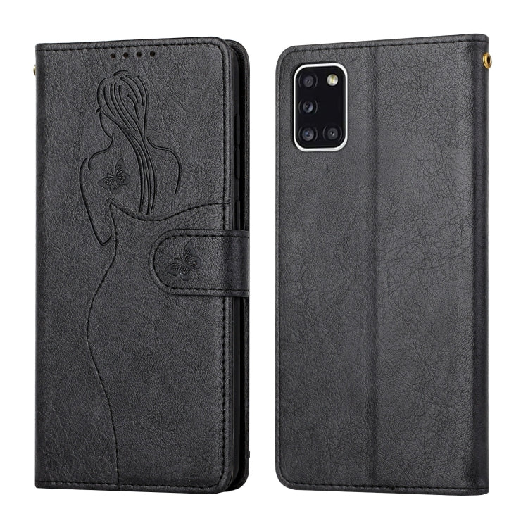 For Samsung Galaxy A31 Beauty Girl Embossing Pattern Horizontal Flip Leather Case with Holder & Card Slot & Wallet & Photo Frame