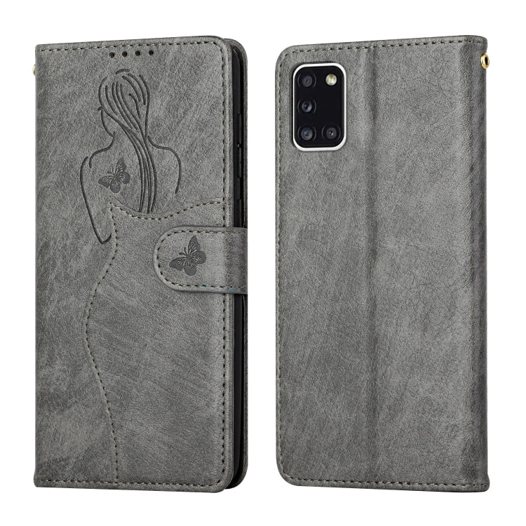 For Samsung Galaxy A31 Beauty Girl Embossing Pattern Horizontal Flip Leather Case with Holder & Card Slot & Wallet & Photo Frame