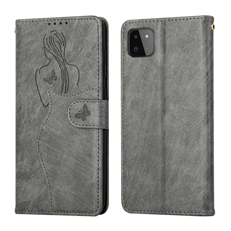 For Samsung Galaxy A22 5G Beauty Girl Embossing Pattern Horizontal Flip Leather Case with Holder & Card Slot & Wallet & Photo Frame
