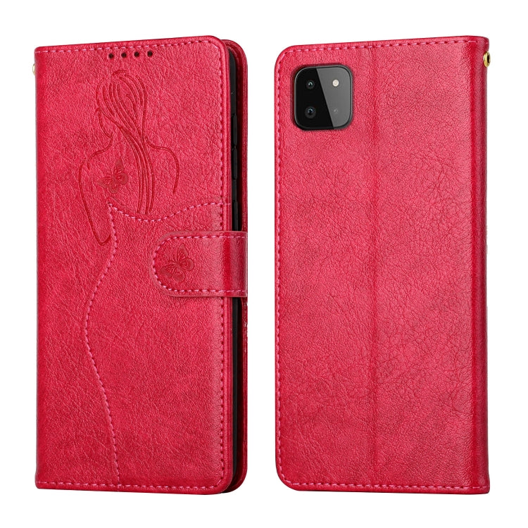 For Samsung Galaxy A22 5G Beauty Girl Embossing Pattern Horizontal Flip Leather Case with Holder & Card Slot & Wallet & Photo Frame