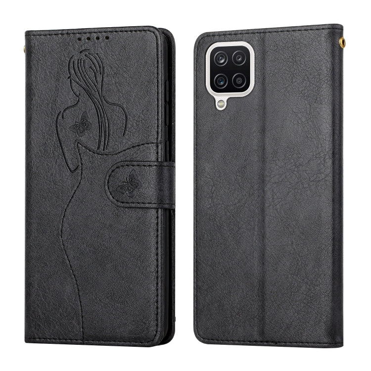 For Samsung Galaxy A22 4G Beauty Girl Embossing Pattern Horizontal Flip Leather Case with Holder & Card Slot & Wallet & Photo Frame