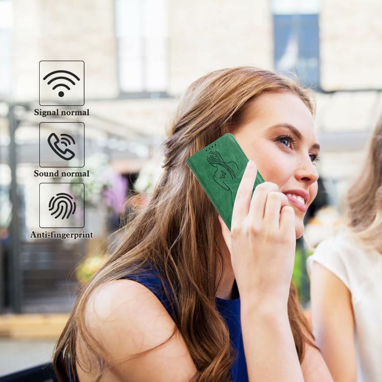 For Samsung Galaxy A21s Beauty Girl Embossing Pattern Horizontal Flip Leather Case with Holder & Card Slot & Wallet & Photo Frame