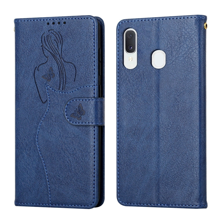 For Samsung Galaxy A20 / A30 Beauty Girl Embossing Pattern Horizontal Flip Leather Case with Holder & Card Slot & Wallet & Photo Frame