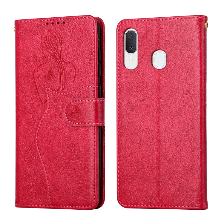 For Samsung Galaxy A20 / A30 Beauty Girl Embossing Pattern Horizontal Flip Leather Case with Holder & Card Slot & Wallet & Photo Frame