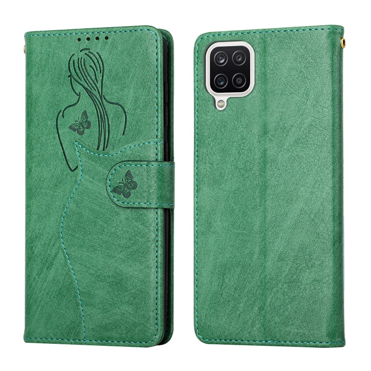 For Samsung Galaxy A12 Beauty Girl Embossing Pattern Horizontal Flip Leather Case with Holder & Card Slot & Wallet & Photo Frame