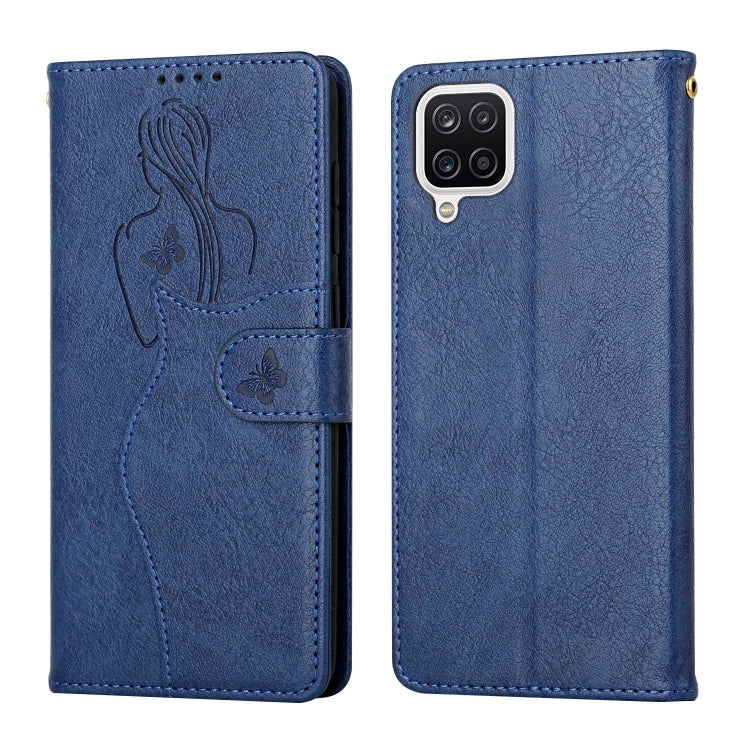 For Samsung Galaxy A12 Beauty Girl Embossing Pattern Horizontal Flip Leather Case with Holder & Card Slot & Wallet & Photo Frame