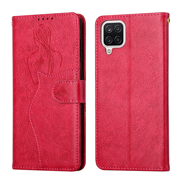 For Samsung Galaxy A12 Beauty Girl Embossing Pattern Horizontal Flip Leather Case with Holder & Card Slot & Wallet & Photo Frame