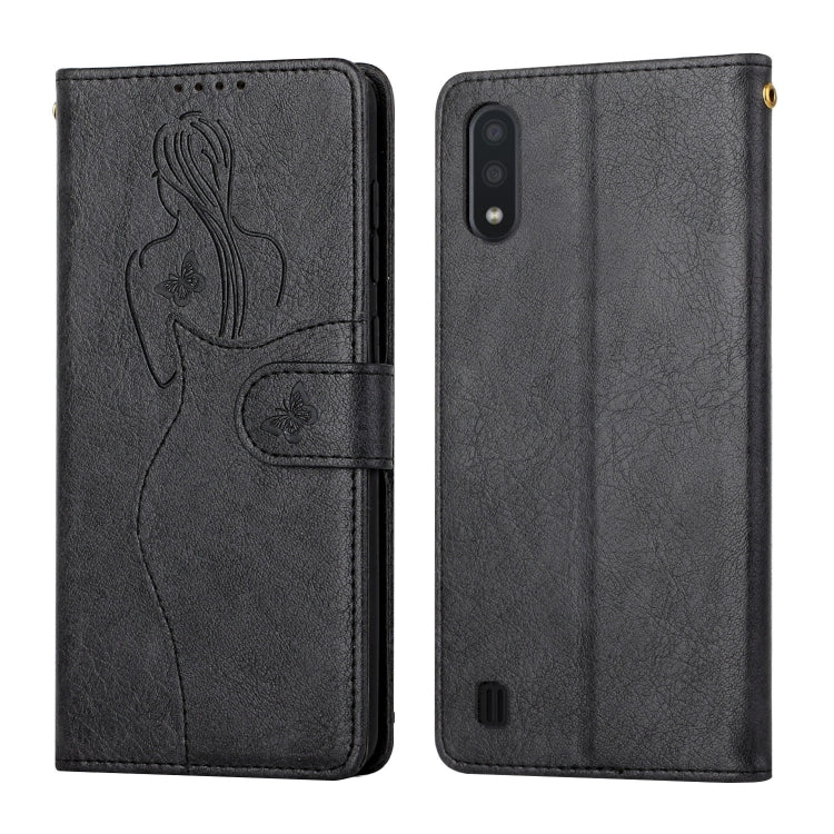 For Samsung Galaxy A10 / M10 Beauty Girl Embossing Pattern Horizontal Flip Leather Case with Holder & Card Slot & Wallet & Photo Frame