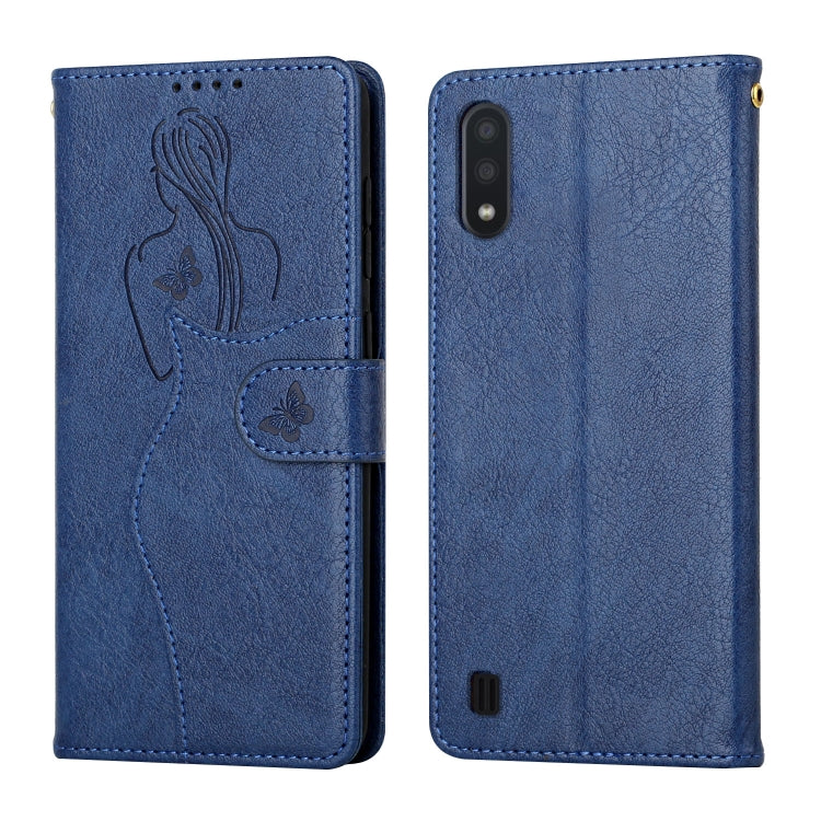 For Samsung Galaxy A10 / M10 Beauty Girl Embossing Pattern Horizontal Flip Leather Case with Holder & Card Slot & Wallet & Photo Frame