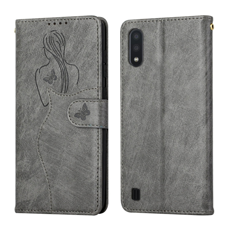 For Samsung Galaxy A10 / M10 Beauty Girl Embossing Pattern Horizontal Flip Leather Case with Holder & Card Slot & Wallet & Photo Frame