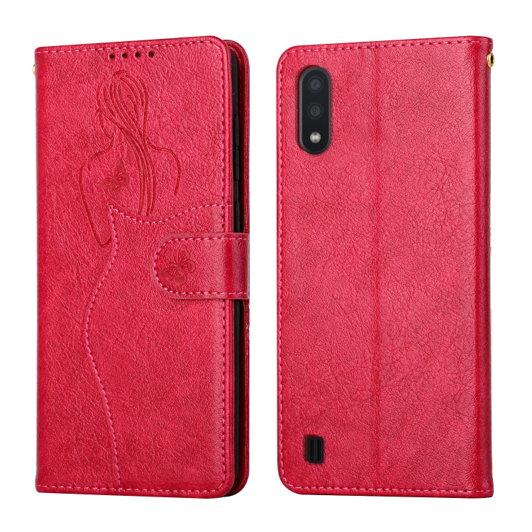 For Samsung Galaxy A10 / M10 Beauty Girl Embossing Pattern Horizontal Flip Leather Case with Holder & Card Slot & Wallet & Photo Frame