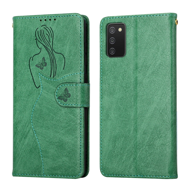 For Samsung Galaxy A03s 164mm Beauty Girl Embossing Pattern Horizontal Flip Leather Case with Holder & Card Slot & Wallet & Photo Frame