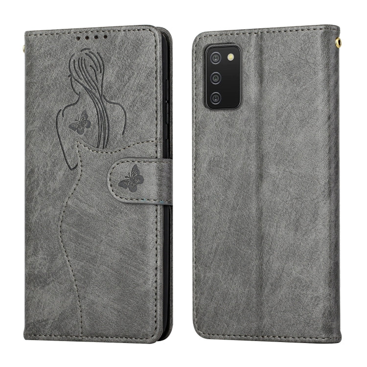 For Samsung Galaxy A02s EU Version Beauty Girl Embossing Pattern Horizontal Flip Leather Case with Holder & Card Slot & Wallet & Photo Frame