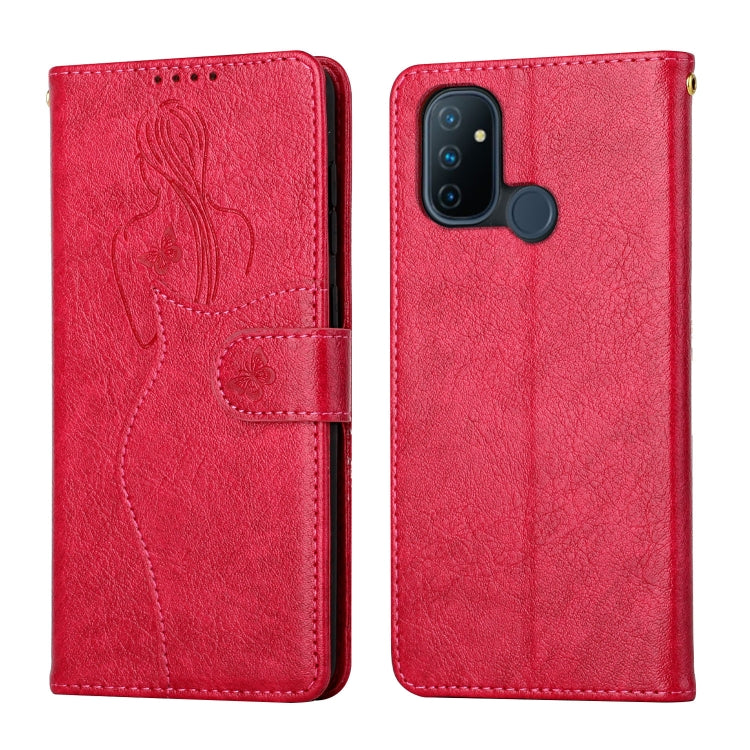 For OnePlus Nord 100 5G Beauty Girl Embossing Pattern Horizontal Flip Leather Case with Holder & Card Slot & Wallet & Photo Frame