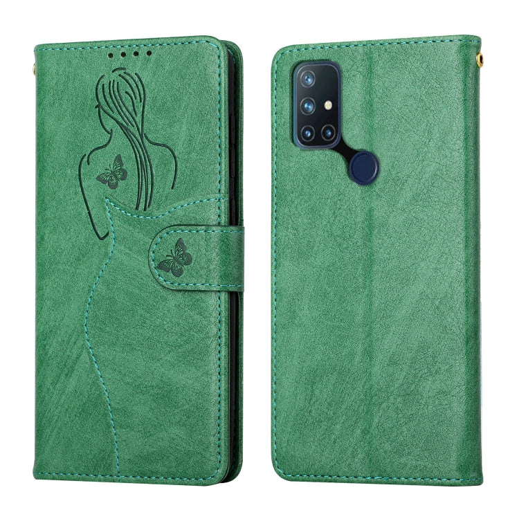 For OnePlus Nord 10 5G Beauty Girl Embossing Pattern Horizontal Flip Leather Case with Holder & Card Slot & Wallet & Photo Frame