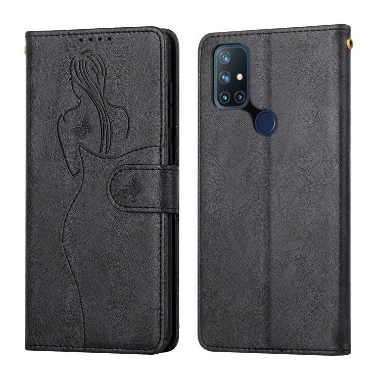 For OnePlus Nord 10 5G Beauty Girl Embossing Pattern Horizontal Flip Leather Case with Holder & Card Slot & Wallet & Photo Frame