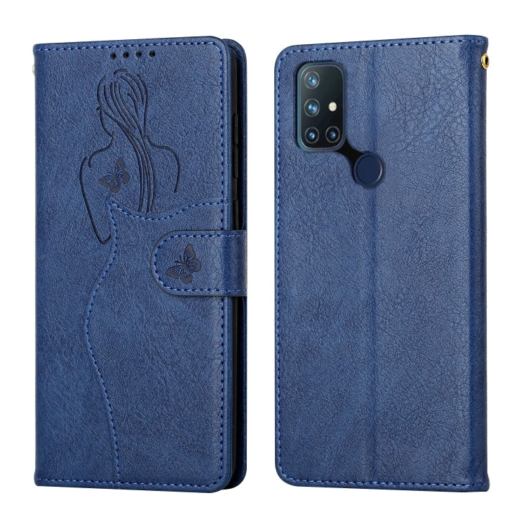 For OnePlus Nord 10 5G Beauty Girl Embossing Pattern Horizontal Flip Leather Case with Holder & Card Slot & Wallet & Photo Frame