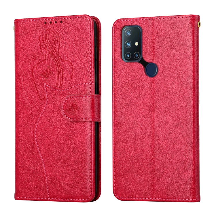 For OnePlus Nord 10 5G Beauty Girl Embossing Pattern Horizontal Flip Leather Case with Holder & Card Slot & Wallet & Photo Frame