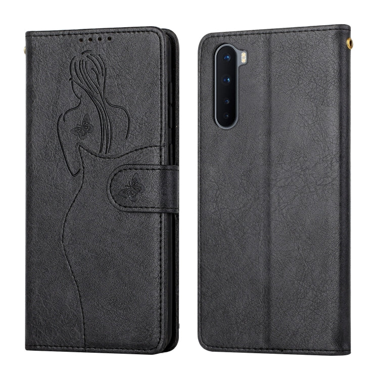 For OnePlus Nord Beauty Girl Embossing Pattern Horizontal Flip Leather Case with Holder & Card Slot & Wallet & Photo Frame