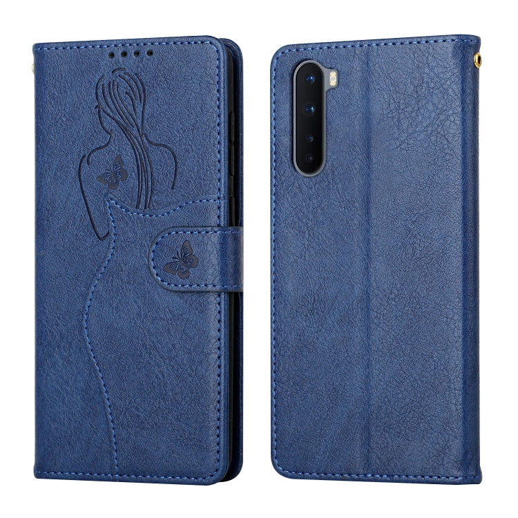 For OnePlus Nord Beauty Girl Embossing Pattern Horizontal Flip Leather Case with Holder & Card Slot & Wallet & Photo Frame
