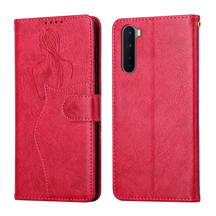 For OnePlus Nord Beauty Girl Embossing Pattern Horizontal Flip Leather Case with Holder & Card Slot & Wallet & Photo Frame