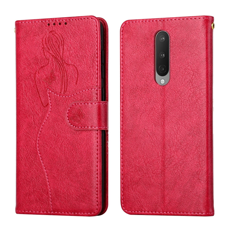 For OnePlus 8 Beauty Girl Embossing Pattern Horizontal Flip Leather Case with Holder & Card Slot & Wallet & Photo Frame