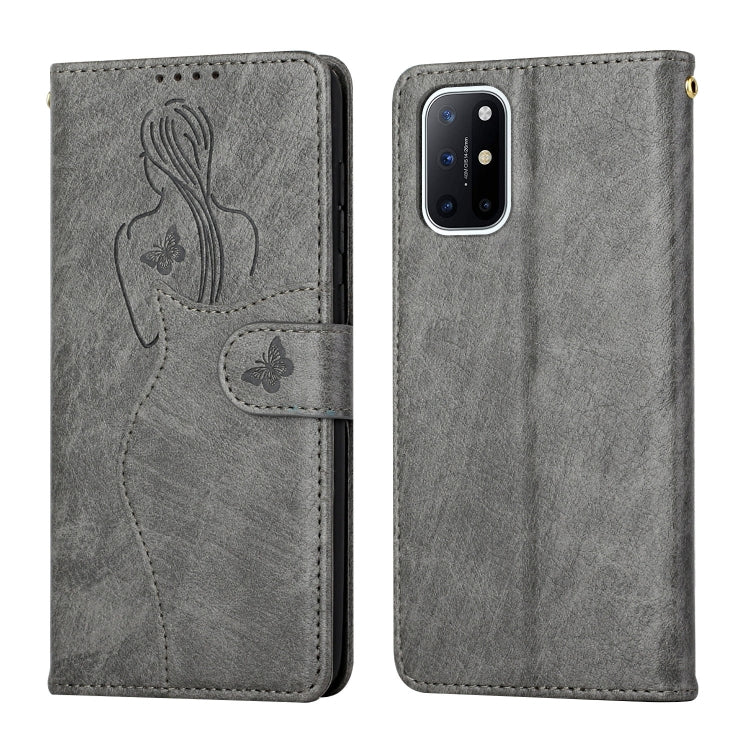 For OnePlus 8T Beauty Girl Embossing Pattern Horizontal Flip Leather Case with Holder & Card Slot & Wallet & Photo Frame
