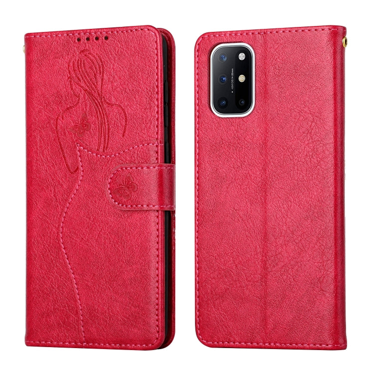 For OnePlus 8T Beauty Girl Embossing Pattern Horizontal Flip Leather Case with Holder & Card Slot & Wallet & Photo Frame